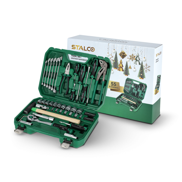 Zestaw narzędzi 1/2” 1/4” 55 EL. grzechotka 90T BMC Stalco
