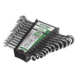Klucze płasko-oczkowe z grzechotką 8–13 mm 6 el. CrV Stalco