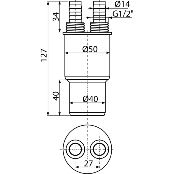 Redukcja połączenia HT 40/50×G1/2 – Alcadrain