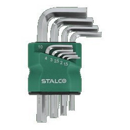 Zestaw krótkich kluczy sześciokątnych 1,5–10 mm 9 el. Stalco