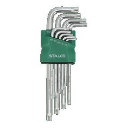 Zestaw kluczy Torx z otworem TT10–TT50 9 el. CrV Stalco