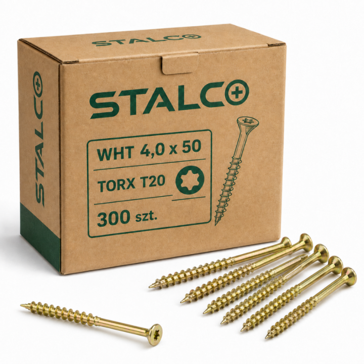Wkręty hartowane do drewna STALCO 4 × 50 mm TORX T20 - 300 szt.