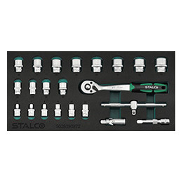 Zestaw kluczy nasadowych 3/8" 6–24 mm 22 el. 72T Stalco