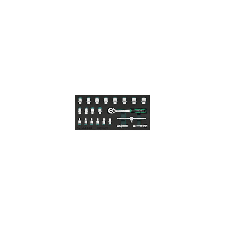 Zestaw kluczy nasadowych 3/8" 6–24 mm 22 el. 72T Stalco