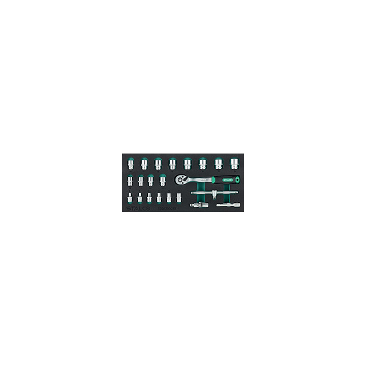 Zestaw kluczy nasadowych 3/8" 6–24 mm 22 el. EVA Stalco