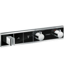 Hansgrohe RainSelect Bateria termostatyczna do 2 odbiorników ze zintegrowanym przyłączem i uchwytem, podtynkowa, Czarny/Chrom