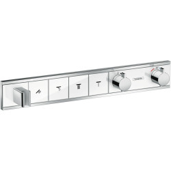 HG RainSelect Bateria termostatyczna do 4 odbiorników ze zintegrowanym przyłączem i uchwytem, podtynkowa, Biały/Chrom