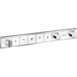 Hansgrohe RainSelect Bateria termostatyczna do 5 odbiorników ze zintegrowanym przyłączem i uchwytem, podtynkowa, Biały/Chrom