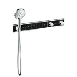 Hansgrohe RainSelect Bateria termostatyczna do 5 odbiorników ze zintegrowanym przyłączem i uchwytem, podtynkowa, Czarny/Chrom