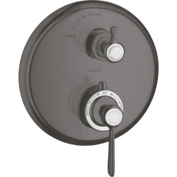 Montreux Bateria termostatyczna z uchwytem jednoramiennym i zaworem odcinającym do 1 odb., podtynkowa, Czarny Chrom Szczotkowany