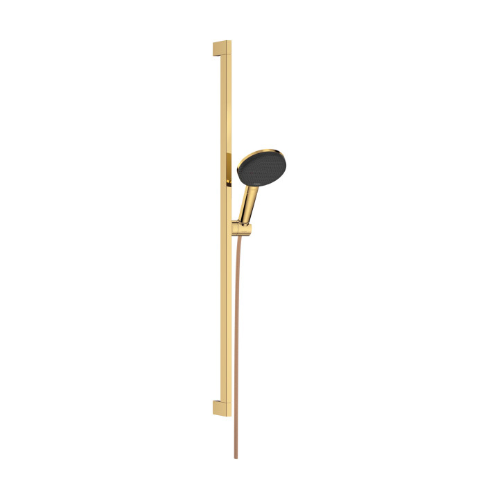 HG Raindance Alive Select S Zestaw prysznicowy 125 3jet EcoSmart z drążkiem Unica E Puro 90 cm EasySlide, Złoty Optyczny Polerow