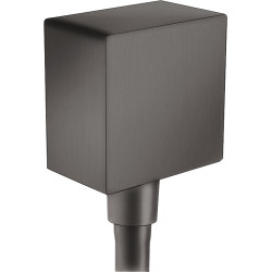 Hansgrohe FixFit Przyłącze węża kwadratowe z zaworem zwrotnym, Czarny Chrom Szczotkowany