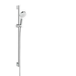 HG Crometta Zestaw prysznicowy 100 1jet EcoSmart z drążkiem 90 cm, Biały/Chrom