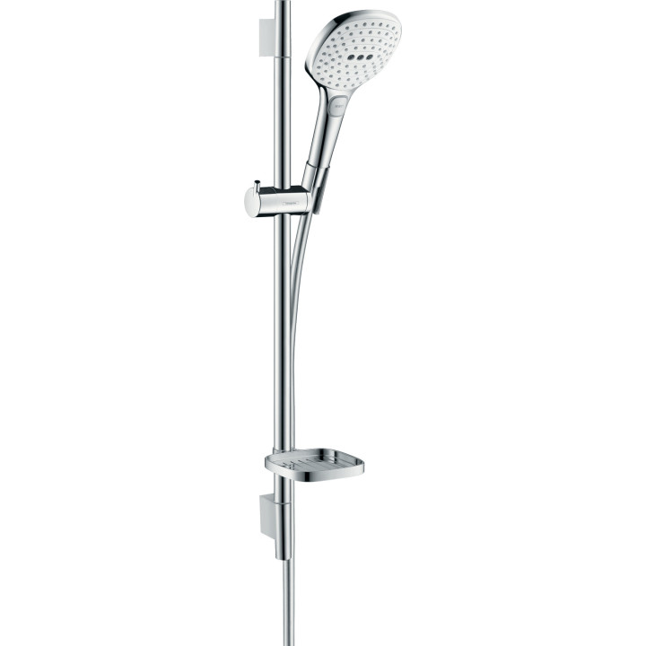 HG Raindance Select E Zestaw prysznicowy 120 3jet z drążkiem 65 cm i mydelniczką, Biały/Chrom