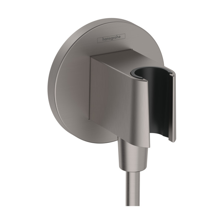 Hansgrohe FixFit S Przyłącze węża z uchwytem, Czarny Chrom