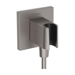 Hansgrohe FixFit E Przyłącze węża z uchwytem, Czarny Chrom