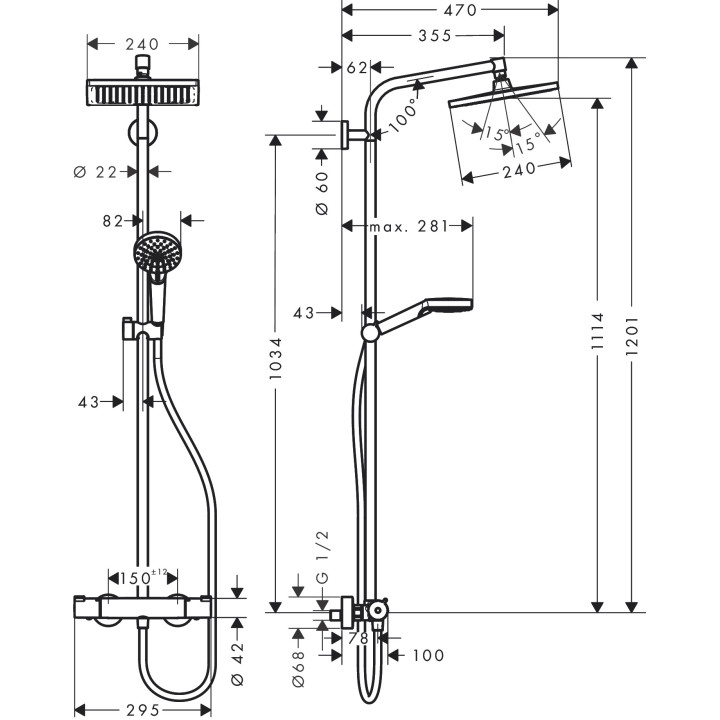 Hansgrohe Crometta E Komplet prysznicowy 240 1jet EcoSmart z