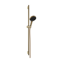 HG Rainfinity Zestaw prysznicowy 130 3jet z drążkiem S Puro 90 cm PushSlider i tekstylnym wężem Designflex 160 cm, Złoty Optyczn