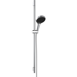 HG Rainfinity Zestaw prysznicowy 130 3jet EcoSmart z drążkiem S Puro 90 cm PushSlider i tekstylnym wężem Designflex 160 cm, Chro