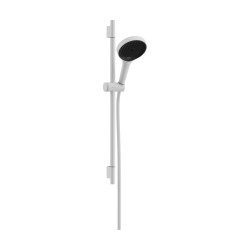 HG Rainfinity Zestaw prysznicowy 130 3jet EcoSmart z drążkiem S Puro 65 cm PushSlider i tekstylnym wężem Designflex 160 cm, Biał