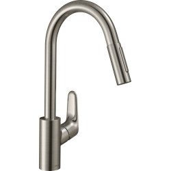 Hansgrohe Focus M41 Jednouchwytowa bateria kuchenna 240, wyciągana wylewka, 2jet, Stal Szlachetna Finish