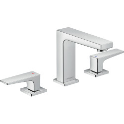 HG Metropol 3-otworowa bateria umywalkowa 110 z uchwytami jednoramiennymi i kompletem odpływowym Push-Open, Chrom
