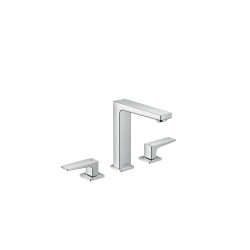 Hansgrohe Metropol 3-otworowa bateria umywalkowa 160 z uchwytami jednoramiennymi i kompletem odpływowym Push-Open, Chrom