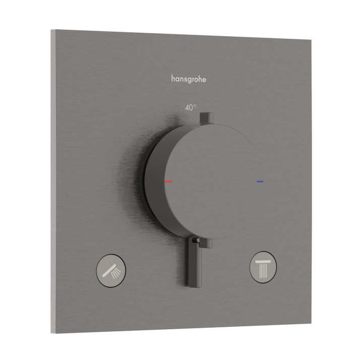 HG Ecostat Comfort E Bateria termostatyczna do 2 odbiorników, podtynkowa, Czarny Chrom Szczotkowany
