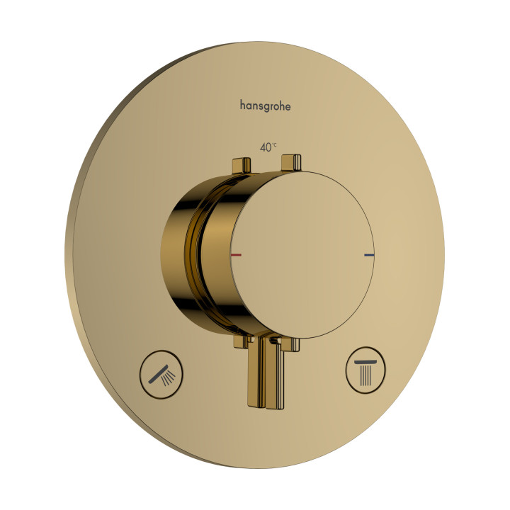 HG Ecostat Comfort S Bateria termostatyczna do 2 odbiorników, podtynkowa, Złoty Optyczny Polerowany