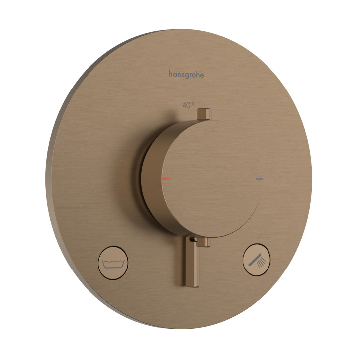 HG Ecostat Comfort S Bateria termostatyczna do 2 odbiorników zgodna z normą EN 1717, podtynkowa, Brąz Szczotkowany