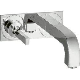 AX Citterio Jednouchwytowa bateria umywalkowa z uchwytem Pin, wylewką 220 mm i płytką, ścienna, podtynkowa, Chrom