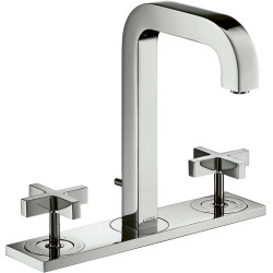 Axor Citterio 3-otworowa bateria umywalkowa 170 z uchwytami krzyżowymi, płytką i wylewką 140 mm z kpl. odpł. z cięgłem, Chrom