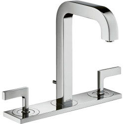 Citterio 3-otworowa bateria umywalkowa 170 z uchwytami jednoramiennymi, płytką i wylewką 140 mm z kpl. odpł. z cięgłem, Chrom