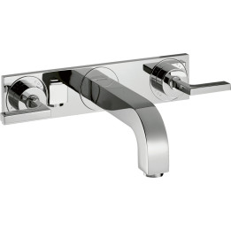 AX Citterio 3-otworowa bateria umywalkowa z uchwytami jednoramiennymi, płytką i wylewką 226 mm, ścienna, podtynkowa, Chrom