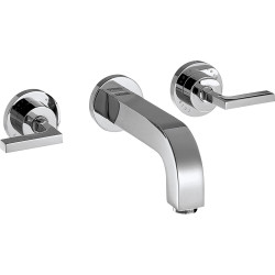 Axor Citterio 3-otworowa bateria umywalkowa z uchwytami jednoramiennymi, rozetami i wylewką 162 mm, ścienna, podtynkowa, Chrom