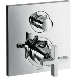 Axor Citterio Bateria termostatyczna z uchwytem krzyżowym i zaworem odcinającym do 1 odbiornika, podtynkowa, Chrom