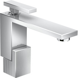 Axor Edge Jednouchwytowa bateria umywalkowa 130 z kompletem odpływowym Push-Open, szlif diamentowy, Chrom