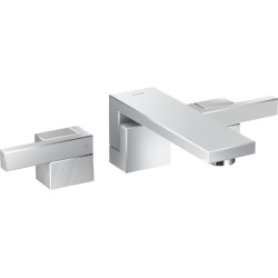 Edge 3-otworowa bateria umywalkowa z wylewką 190 mm i kpl. odpływowym Push-Open, ścienna, podtynkowa, szlif diamentowy, Chrom