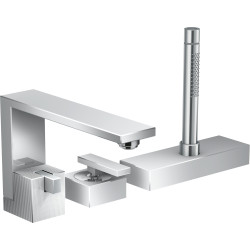 Axor Edge 3-otworowa jednouchwytowa bateria na brzeg wanny, sBox, szlif diamentowy, Chrom