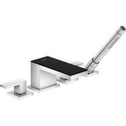 AX MyEdition 4-otworowa bateria na brzeg wanny, Chrom/Czarne Szkło