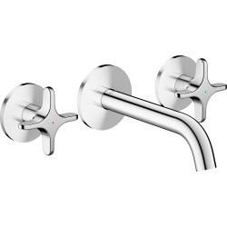 Axor One 3-otworowa bateria umywalkowa z uchwytami krzyżowymi i wylewką 160 mm, ścienna, podtynkowa, Chrom