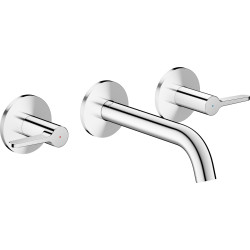 AX One 3-otworowa bateria umywalkowa z uchwytami jednoramiennymi i wylewką 160 mm, ścienna, podtynkowa, Chrom