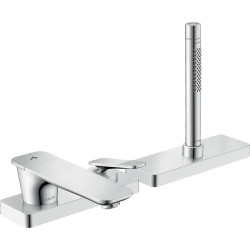 Axor Citterio C 3-otworowa jednouchwytowa bateria na brzeg wanny, sBox, szlif kwadratowy, Chrom