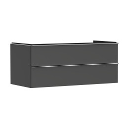 HG Xelu Q Szafka pod umywalkę nablatową z 2 szufladami 1180/550, Szary Diament Matowy, Kolor uchwytów: Chrom