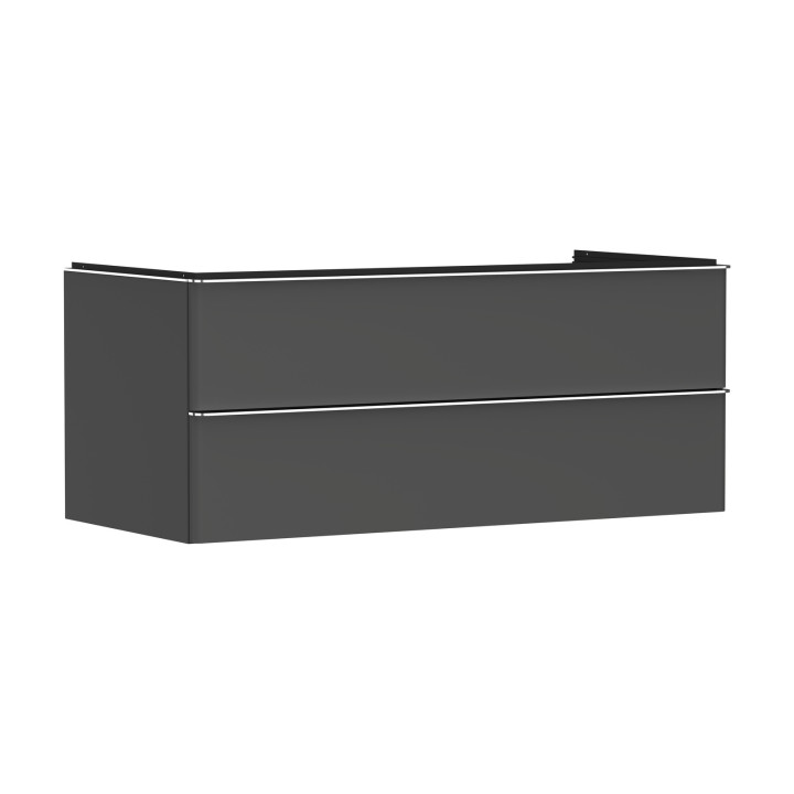 HG Xelu Q Szafka pod umywalkę nablatową z 2 szufladami 1180/550, Szary Diament Matowy, Kolor uchwytów: Chrom
