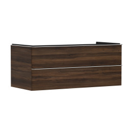 HG Xelu Q Szafka pod umywalkę nablatową z 2 szufladami 1180/550, Ciemny Orzech, Kolor uchwytów: Chrom