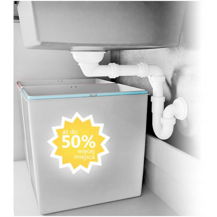 SYFON DO ZLEWOZMYWAKA GRANITOWEGO 1.5- I 2-KOMOROWEGO - SPACE-SAvER STAL ZXY 9973