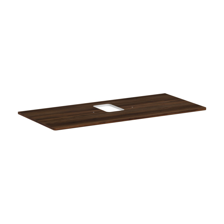 HG Xelu Q Blat 1180/550 z wycięciem na środku pod umywalkę nablatową z otworem na baterię, Ciemny Orzech