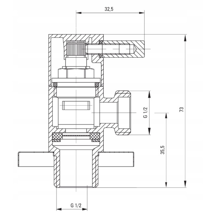 Zawór kątowy z głowicą ceramiczną 1/2" - 1/2" chrom VFA B63R