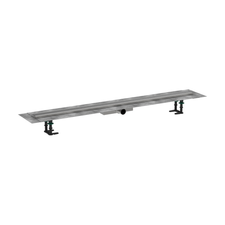 HG RainDrain Compact Kompletny odpływ liniowy 1200, ruszt ozdobny, niski, Stal Szlachetna Szczotkowana